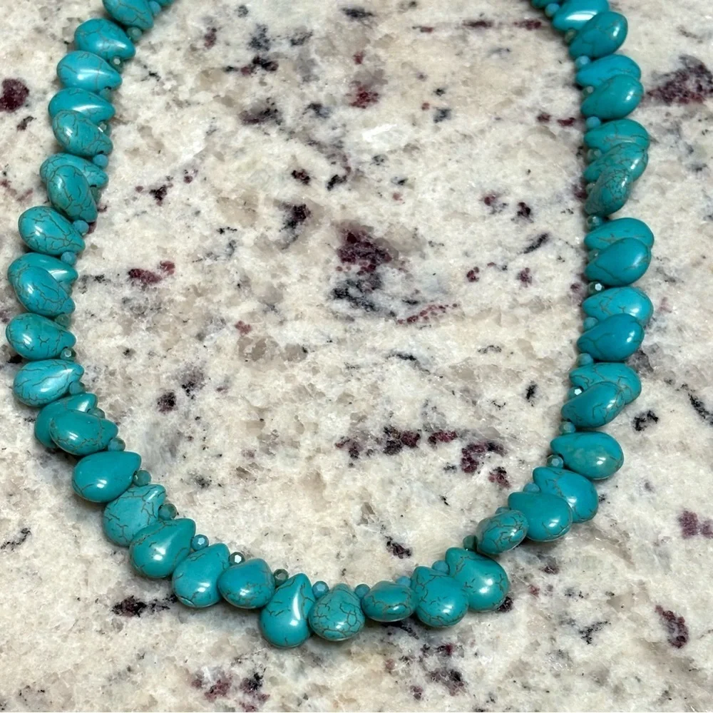 Handmade Blue Teardrop Turquoise Necklace - Picture 2 of 6